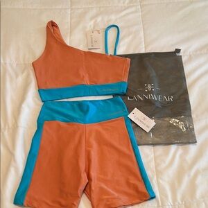 Women's Athletic Shorts - Orange and Blue